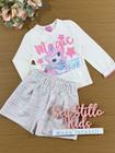 Conjunto Infantil Cinti Inverno Shorts Tweed E Blusa Unicórnio Rosa