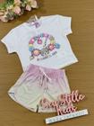 Conjunto Infantil Cinti Verão Shorts Holográfico e Blusa Pandora Ursinho