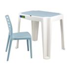 Conjunto Infantil de Mesa e Cadeira Tramontina Beni Azul em Polipropileno com Quadro de Atividades