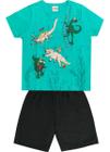 Conjunto Infantil Dinossauro Menino Short + Camiseta 4 Ao 10