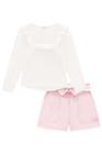 Conjunto Infantil em Blusa Malha Wave e Shorts em material sintético - Infanti