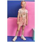 Conjunto Infantil Em Cotton Linho e Shorts Em Malha Kukiê