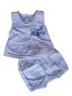 Conjunto infantil feminino bebê verão shorts e blusa cor branco marca bela fase