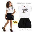 Conjunto Infantil Feminino Blusa + Saia-Short em Malha Kyly