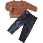 Conjunto Infantil Feminino de Inverno para Bebê Blusão em Pelúcia e Calça Cirrê Menina 4289