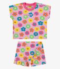 Conjunto Infantil Feminino Florido Rovi Kids Rosa