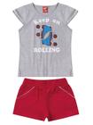 Conjunto Infantil Feminino Keep On Rolling - Lual Kids - Mescla/Carmim