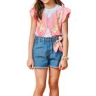 Conjunto Infantil Feminino Kukiê Blusa e Shorts Branco - 67