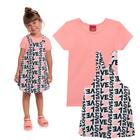 Conjunto Infantil Feminino Kyly é composto por Blusa em Meia Malha e Salopete em Moletinho.