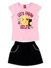 Conjunto Infantil Feminino Lets Enjoy - Lual Kids -Rosa Bebê/Preto