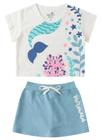 Conjunto Infantil Feminino Meia Malha/Moletinho Sereia - Menina Doce Natural