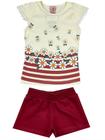 Conjunto Infantil Feminino Summer Flower - Lual Kids - Off White/Red