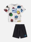 Conjunto Infantil Heróis Marvel Vingadores Camiseta E Bermuda
