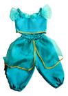 Conjunto Infantil Jasmine Menina Cosplay Fantasia Luxo Verde