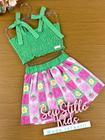 Conjunto Infantil Kukie Verão Com Cropped e Saia Primavera