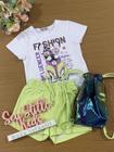 Conjunto Infantil Kukie Verão Shorts e Blusa Dog Fashion com Bolsinha