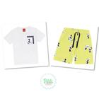 Conjunto Infantil Kyly Camiseta em Malha Flamê Bermuda Moletom s/ Felpa Branco/Amarelo