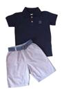 Conjunto Infantil Masculino Camisa Polo + Bermuda Tecido Angerô