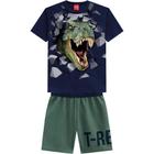 Conjunto Infantil Masculino Camiseta + Bermuda Kyly Dino Feroz