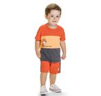 Conjunto Infantil Masculino Camiseta + Bermuda Moletinho Tigre Kyly