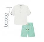 Conjunto Infantil Masculino Com Bata em Linho e Bermuda Confort Tecido Premium Luc Boo 68491