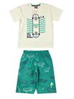 Conjunto Infantil Masculino King Skate - Lual Kids - Off White/Verde Jade