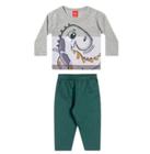 Conjunto infantil Masculino Meia Estação - 2 peças Camiseta + Calça Moletom Dinossauro Elian