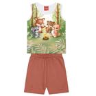 Conjunto Infantil Masculino Regata + Bermuda Moletinho Animais Floresta Kyly