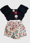 Conjunto infantil menina alekids cropped e short flores