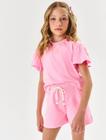 Conjunto Infantil Menina Blusa Boxy E Short Glitter Rosa Cinti