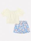 Conjunto Infantil Menina Blusa E Short-Saia Ursinhos Azul Mundo Cinti