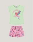 Conjunto Infantil Menina Blusa It s Cool To Be Kind e Short Verde Malwee - MALWEE KIDS