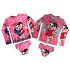 Conjunto Infantil Menina Blusa Manga Longa Biquini com Proteção Solar UV50+ 2 ao 6