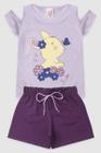 Conjunto Infantil Menina Coelho E Borboleta Shorts Flor Babadinho