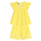 Conjunto Infantil Menina com Bata e Shorts Mundi Amarelo