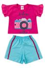 Conjunto Infantil Menina Cropped Câmera Pink