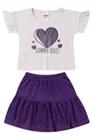 Conjunto Infantil Menina Cropped com Saia Summer Vibes Roxo