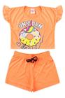 Conjunto Infantil Menina Donut Laranja Neon