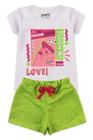 Conjunto Infantil Menina Fashion Squad Branco e Verde Neon