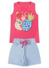 Conjunto Infantil Menina - Frutas - Rosa Chiclete Verde Jade