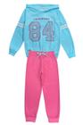 Conjunto Infantil Menina Inverno Esportivo NBA - Style Urban 84 - Verde Água e Rosa