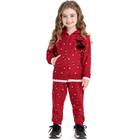 Conjunto Infantil Menina Inverno Jaqueta Com Capuz E Calça Moletom Peluciado Vermelho Flowers Tam 2 a 8 - Angerô