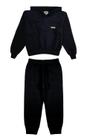 Conjunto Infantil Menina Moletom Cropped - Preto