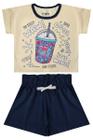 Conjunto Infantil Menina Pop Style Amarelo e Azul Marinho