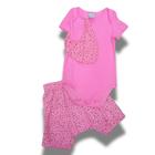 Conjunto infantil menina rosa neon body, short e babador -1000101470