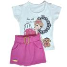 Conjunto infantil menina short-saia roupa criança