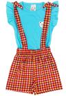 Conjunto Infantil Menina Shorts Salopete Ursinho