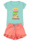 Conjunto Infantil Menina - You Grow Girl - Azul Piscina e Laranja