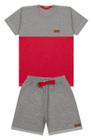 Conjunto Infantil Menino Bicolor Vermelho e Mescla Cinza