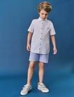 Conjunto Infantil Menino Camisa E Bermuda Branco E Azul Divertto